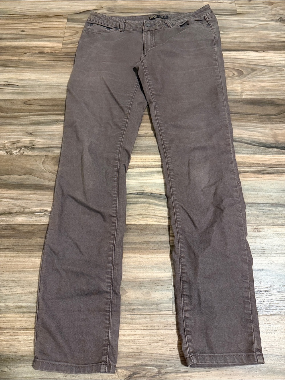 Prana Kara Jeans Women 8 Brown Organic Stretch Denim Low Rise Slim Pants Hiking